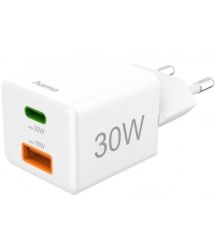 HAMA Зарядное устройство сетевое 30Вт USB-С/USB-A, PD/QC