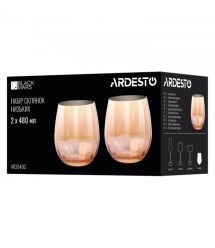 ARDESTO Набор стаканов низких Black Mars Amber 480мл, 2шт, стекло, золотистый