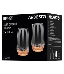 ARDESTO Набор стаканов высоких Black Mars Favola 460мл, 2шт, стекло, прозрачно-золотистый