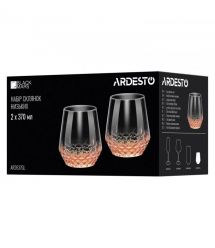 ARDESTO Набор стаканов низких Black Mars Favola 370мл, 2шт, стекло, прозрачно-золотистый