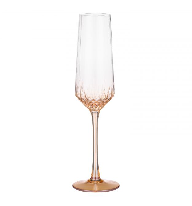 ARDESTO Набор бокалов для шампанского Black Mars Favola 220мл, 2шт, стекло, прозрачно-золотистый