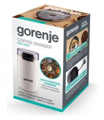Gorenje Кофемолка роторная 150Вт, объем зерен-45г, 3 степени помола, пластик/металл, белый