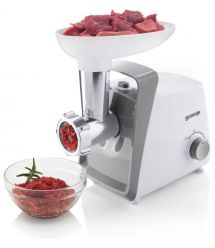 Gorenje Мясорубка, 1600Вт, 2,2кг/мин, 2 решетки, пластик, белый