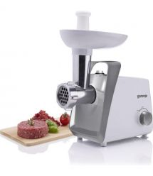 Gorenje Мясорубка, 1600Вт, 2,2кг/мин, 2 решетки, пластик, белый