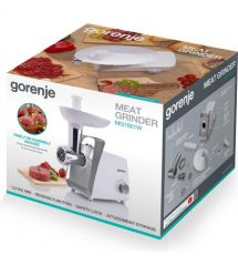Gorenje Мясорубка, 1600Вт, 2,2кг/мин, 2 решетки, пластик, белый