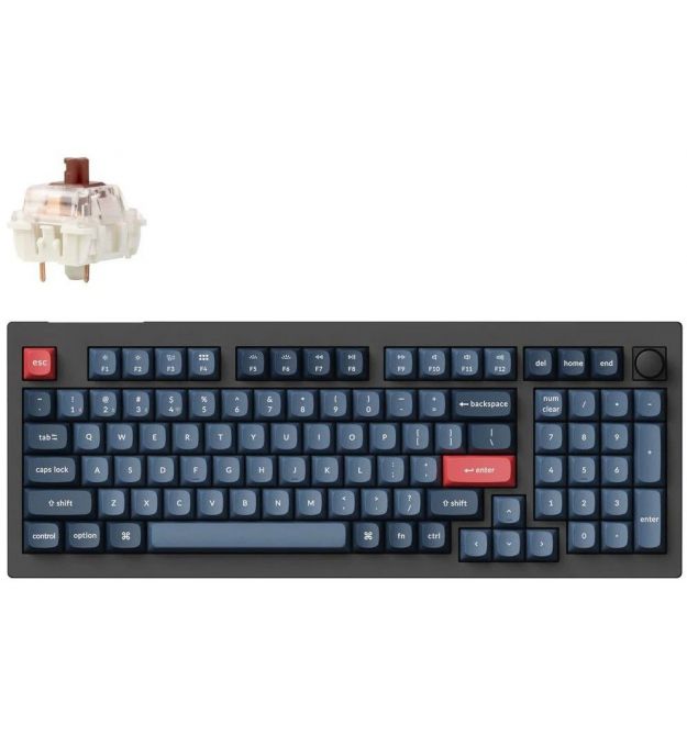 Keychron Клавиатура механическая V5 Max 100Key, Gateron Jupiter Brown, Knob, WL/BT/USB-A, Hot-Swap, QMK, EN/UKR, RGB, черный