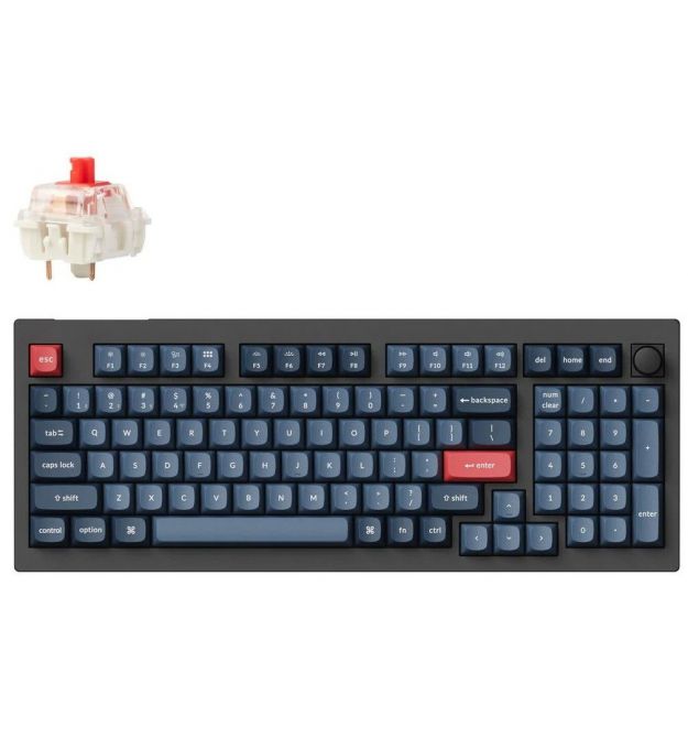 Keychron Клавиатура механическая V5 Max 100Key, Gateron Jupiter Red, Knob, WL/BT/USB-A, Hot-Swap, QMK, EN/UKR, RGB, черный