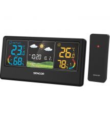 Sencor Метеостанция, внутр/наруж измерение, темп-ра, влажность, время, прогноз погоды, чёрный