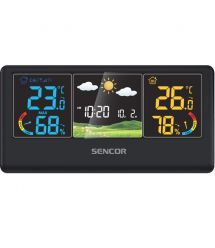Sencor Метеостанция, внутр/наруж измерение, темп-ра, влажность, время, прогноз погоды, чёрный