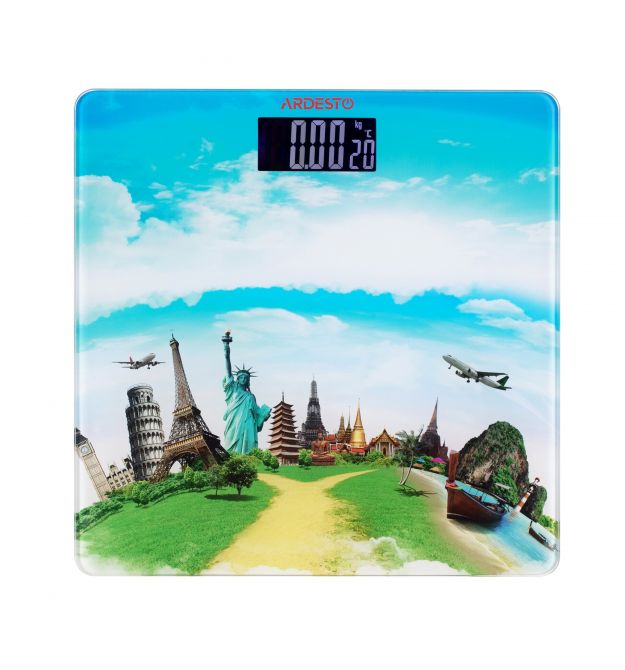 ARDESTO Весы напольные TRAVEL, 150кг, 2хААА в компл, стекло, разноцветные