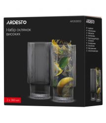 ARDESTO Набор стаканов высоких Graphite 380 мл, 2 шт., стекло