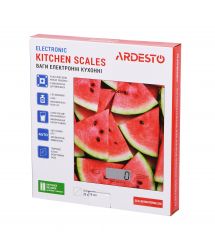 ARDESTO Весы кухонные WATERMELON, 5кг, 2хААА в компл, стекло, разноцветный