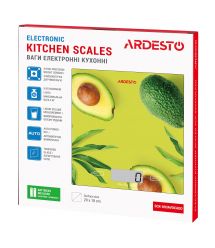 ARDESTO Весы кухонные AVOCADO, 5кг, 2хААА в компл, стекло, разноцветный