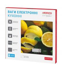 ARDESTO Весы кухонные LEMON, 5кг, 2хААА в компл, стекло, разноцветный