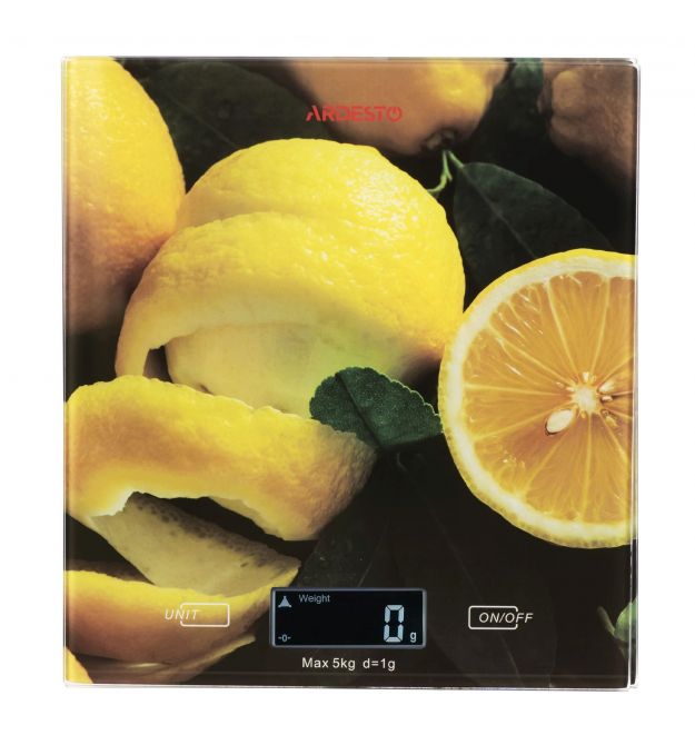 ARDESTO Весы кухонные LEMON, 5кг, 2хААА в компл, стекло, разноцветный
