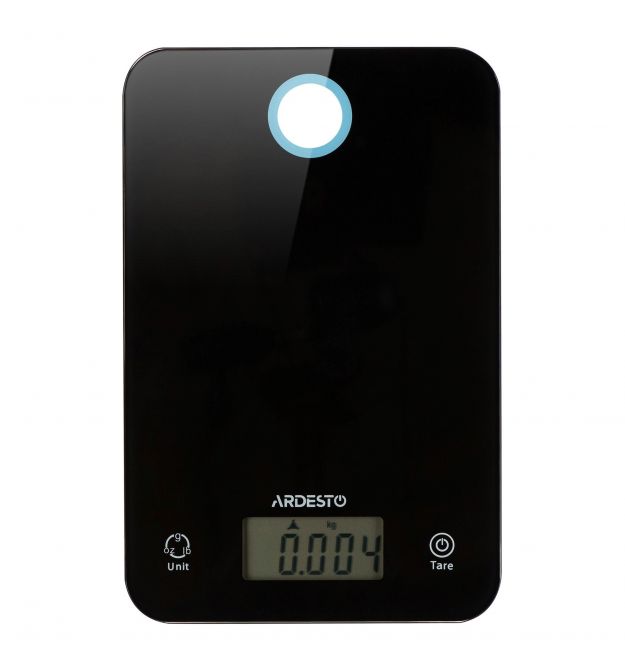 ARDESTO Весы кухонные, 5кг, 2хCR2032 в компл, стекло, черный