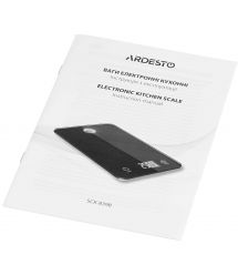 ARDESTO Весы кухонные, 5кг, 2хCR2032 в компл, стекло, черный