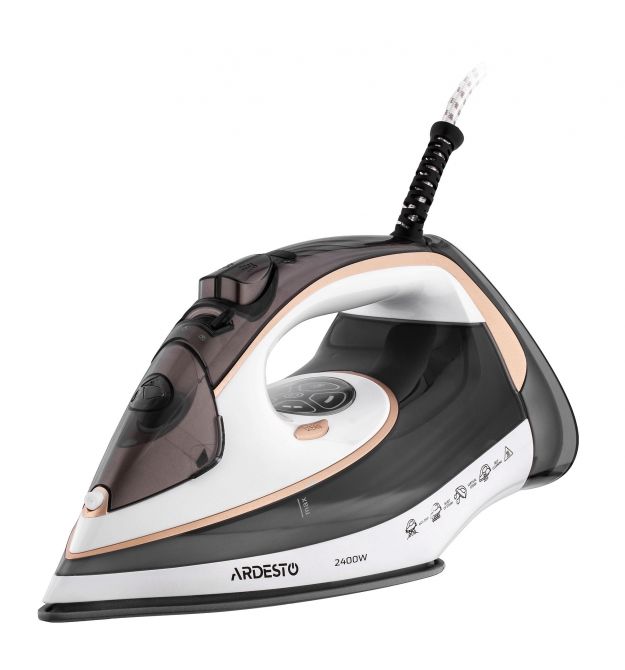 ARDESTO Праска IR-B2245-E, 2400Вт, 400мл, паровий удар, електр. керування, керам. підошва, біло-сірий