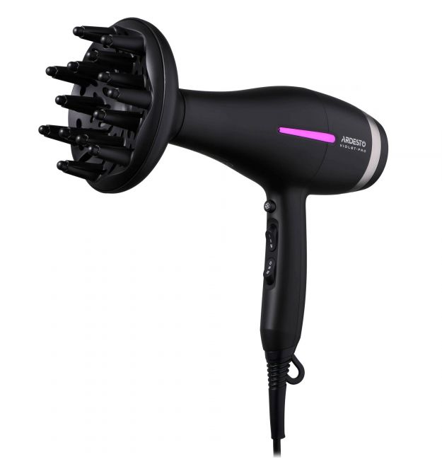 ARDESTO Фен Violet PRO HD-Y223PRO, 1850-2200Вт, 2 швидкості , 3темп.режими, дифузор, чорний
