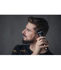 ARDESTO Машинка для стрижки HC-Y40-DBS, сеть+акум., насадок-4, титан. напыл + керамика, черный