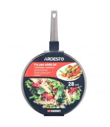 ARDESTO Сковорода Gemini Gourmet с крышкой 28 см, серый мрамор, алюминий