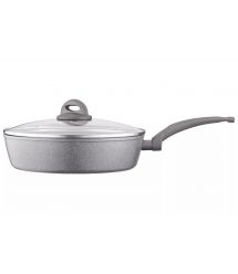 ARDESTO Сковорода Gemini Gourmet с крышкой 26 см, серый мрамор, алюминий