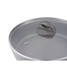 ARDESTO Сковорідка Gemini Gourmet з кришкою 24 см, сірий мармур, алюміній
