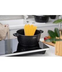 ARDESTO Кастрюля Gemini , стеклянная крышка, 24 см, черный мрамор, алюминий