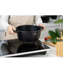 ARDESTO Кастрюля Gemini , стеклянная крышка, 24 см, черный мрамор, алюминий