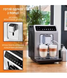 Krups Кофемашина Evidence Plus Titanium, 2,3л, зерно, автомат.капуч, OLED диспл, аторец.-19, черный