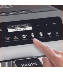 Krups Кофемашина Evidence Plus Titanium, 2,3л, зерно, автомат.капуч, OLED диспл, аторец.-19, черный