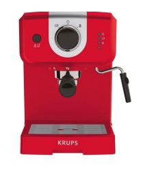 Krups Кавоварка ріжкова OPIO, 1.5л, мелена, ручний капуч, підігрів чашок, червоний