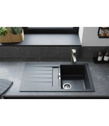 Hansgrohe Мойка кухонная S52, гранит, прямоуг., с крылом, 980х480х190мм, чаша - 1, врезная, серый камень