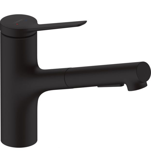 Hansgrohe Смеситель для кухни Zesis M33, дл.излива - 219мм, вытяжной, 1 рычаг, KM150, матовый черный