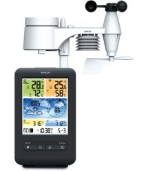 Sencor Метеостанция, внутр/наруж измерение, темп-ра, влажность, время, прогноз погоды, атм. давление, скор. ветра, чёрный