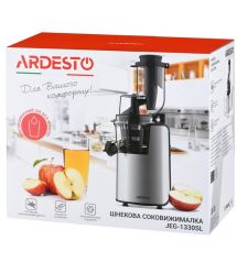 ARDESTO Соковыжималка JEG-1330SL шнековая, 200Вт, чаша-0.6л, жмых-0.6л, пластик, металл, серебристо-черныйL