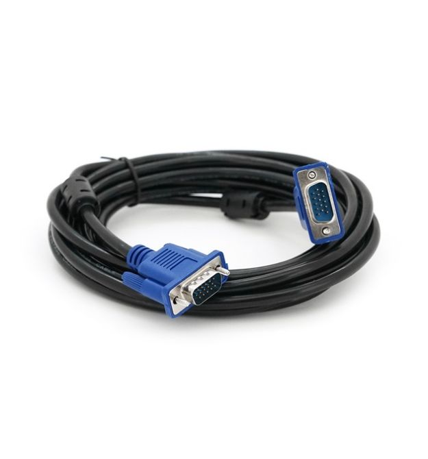 Кабель Merlion VGA 3+2 4m, male to male (тато-тато), 2 ферити, чорно-синій, пакет Q100