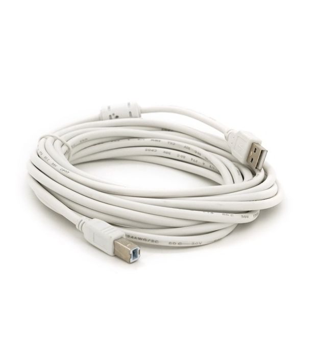 Кабель USB 2.0 AM - BM, 5.0m, 1 феррит, білий