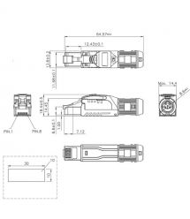 Конектор RJ45 STP кат. 8, екранований, безінструментальний
