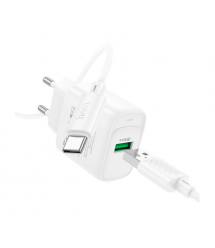 Набір СЗУ 110-240V HOCO C140A+ кабель Type-C, 1xUSB, 18W, кабель 1м, White, Blister