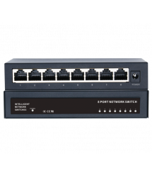 Комутатор Merlion MG1008 8 портів Ethernet 10 - 100 - 1000 Мбіт - сек. метал DC 5V 2А. Блок живлення у комплекті
