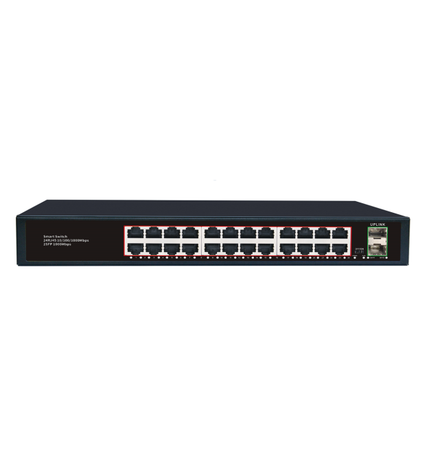 Комутатор Merlion MG1024S 24 портів RJ45 Ethernet + 2 SFP 10 - 100 - 1000 Мбіт - сек. метал AC220V.