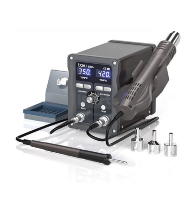 Паяльна станція BAKU BU-898A+, 2в1, цифрова індикація, паяльник - паяльний фен з блоком регулювання, Box