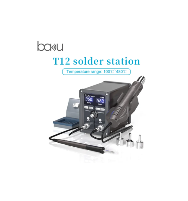 Паяльна станція BAKU BU-898D+, 2у1, цифрова індикація, паяльник - паяльний фен з блоком регулювання, Box