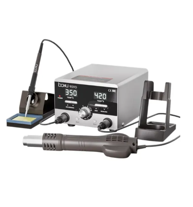 Паяльна станція BAKU BU-909D, 2у1, цифрова індикація, паяльник - паяльний фен з блоком регулювання, Box