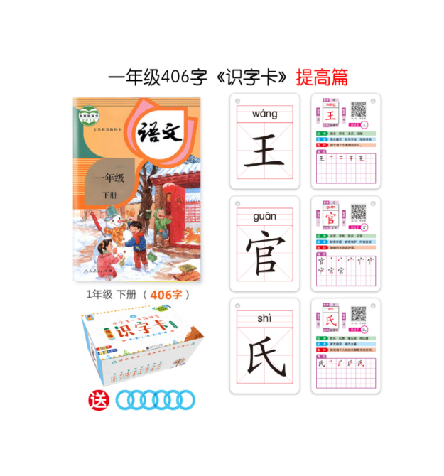 Набір карток для вивчення китайської мови 406шт, інтерактивні, вологозахищені, в коробці 95*178*75мм