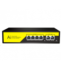 POE комутатор гігабітний Merlion 4 POE 10 - 100 - 1000 + 2 RJ45 10 - 100 - 1000 вбудований блок живлення 52V 1.25A