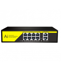 POE комутатор гігабітний Merlion 8 POE 10 - 100 - 1000 + 2 RJ45 10 - 100 - 1000 вбудований блок живлення 52V 2.3A