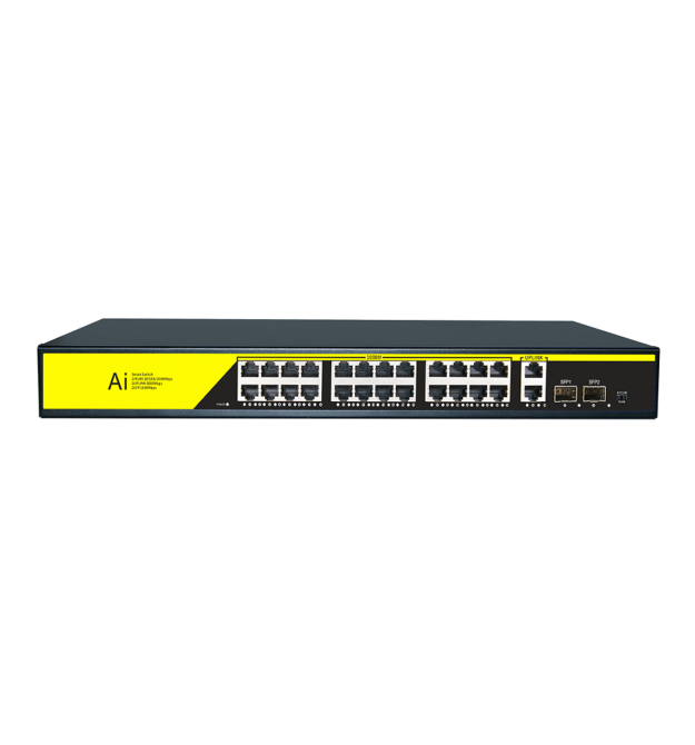 POE комутатор гігабітний Merlion 24 POE + 2 RJ45 + 2 SFP 10 - 100 - 1000 вбудований блок живлення 52V 6.15A