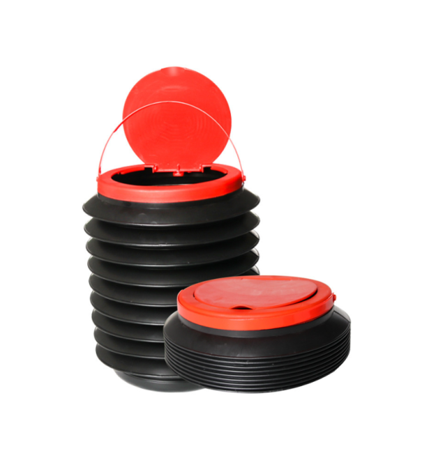 Складне відро для сміття N004-1 для автомобіля 4л, 18х23(6.5)см, телескопічне з липучкою, ABS - PP